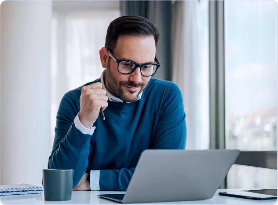 Man working on laptop