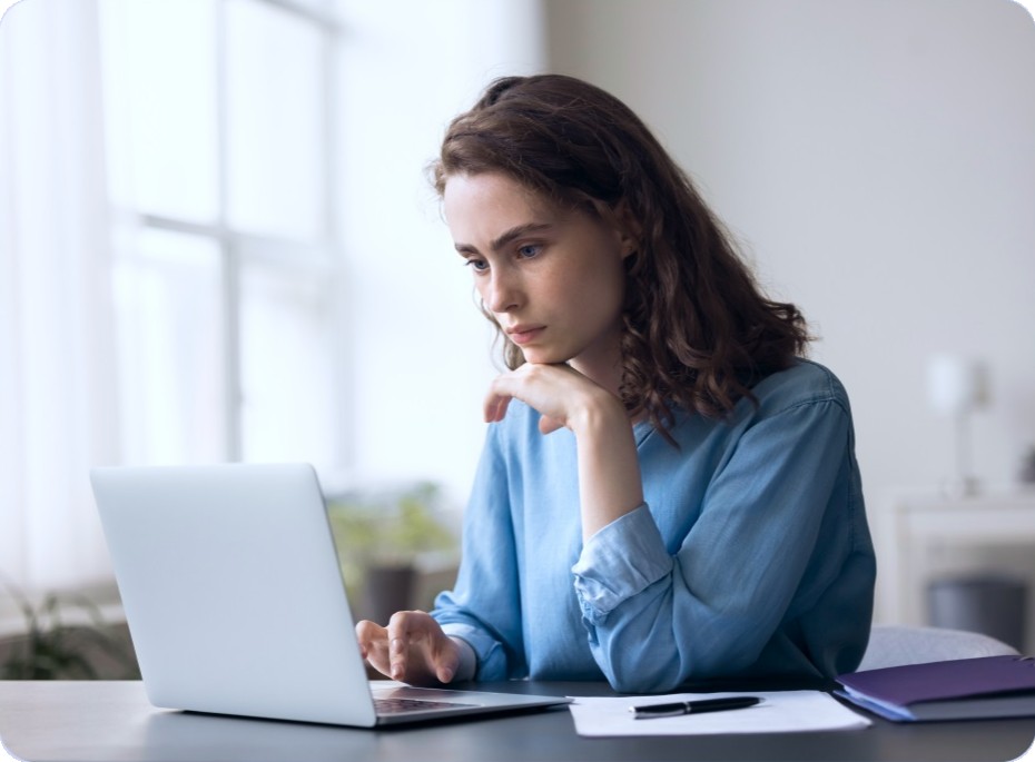 Woman working on laptop